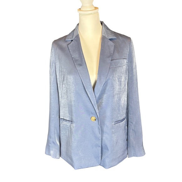 Vince Jackets & Blazers - NWT Quite Luxury Vince designer Satin Blazer Light Blue Italian Fabric Women 6